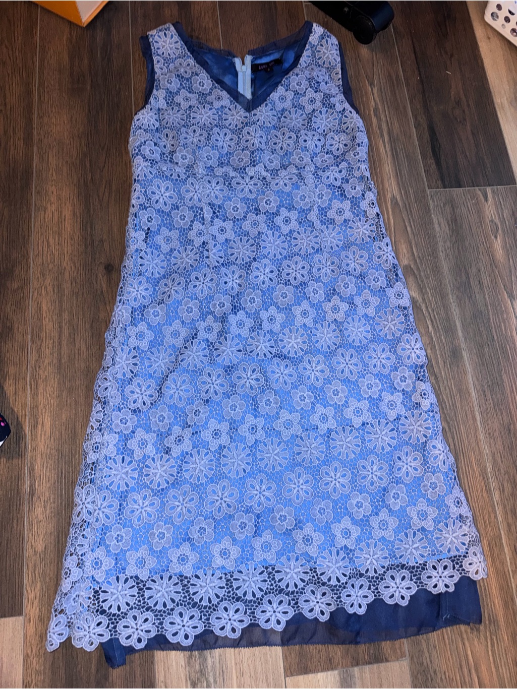 Anna Sui Blue Floral Lace Midi Dress